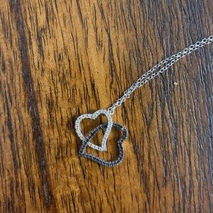Elegant Silver and Black Heart Necklace